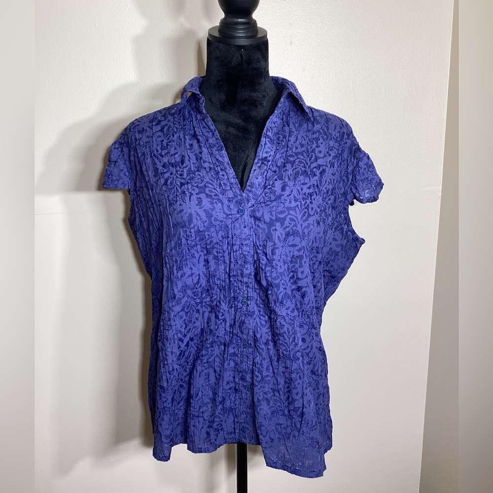 Apt 9 Blue Button Up Blouse Size XL